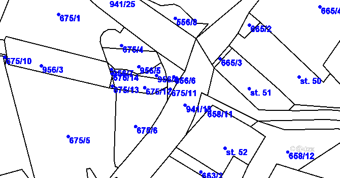 Parcela st. 675/11 v KÚ Panské Dubenky, Katastrální mapa
