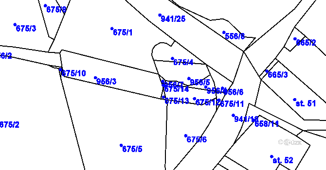 Parcela st. 675/14 v KÚ Panské Dubenky, Katastrální mapa