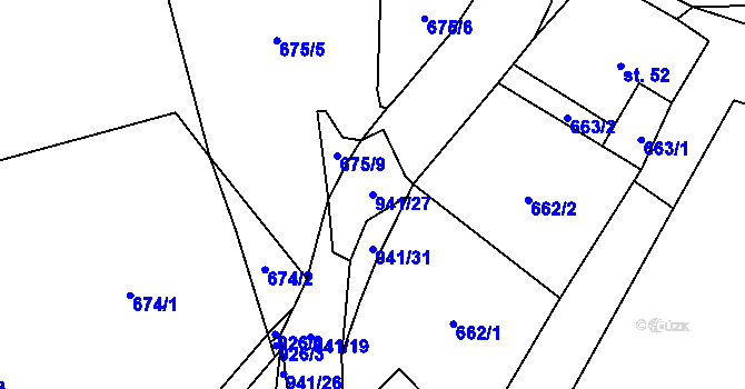 Parcela st. 941/27 v KÚ Panské Dubenky, Katastrální mapa