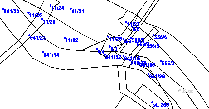 Parcela st. 941/32 v KÚ Panské Dubenky, Katastrální mapa