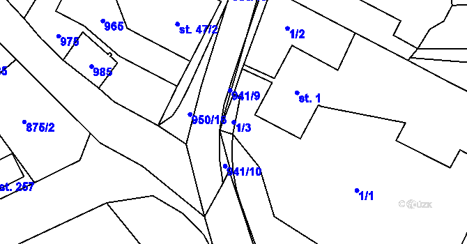 Parcela st. 1/3 v KÚ Panské Dubenky, Katastrální mapa