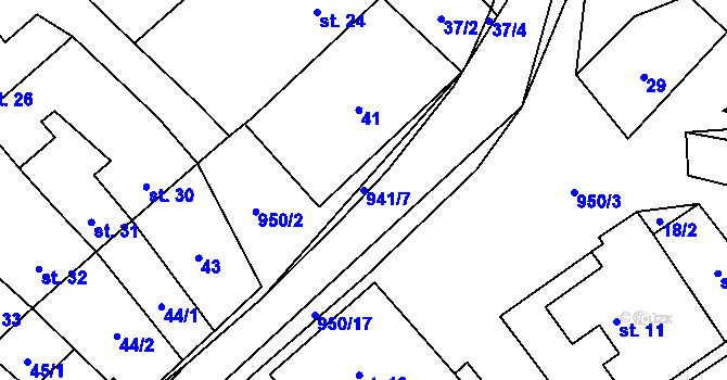 Parcela st. 941/7 v KÚ Panské Dubenky, Katastrální mapa