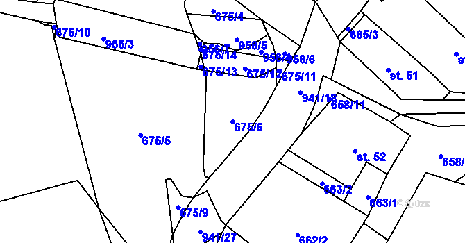 Parcela st. 675/6 v KÚ Panské Dubenky, Katastrální mapa