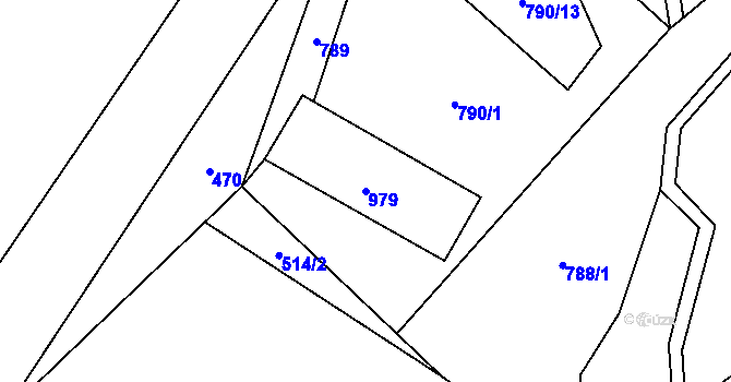 Parcela st. 979 v KÚ Panské Dubenky, Katastrální mapa
