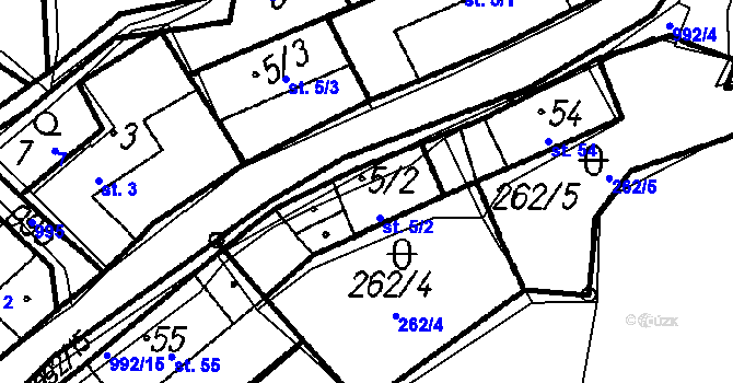 Parcela st. 5/2 v KÚ Paračov, Katastrální mapa