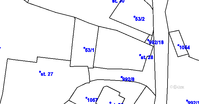 Parcela st. 28 v KÚ Paračov, Katastrální mapa