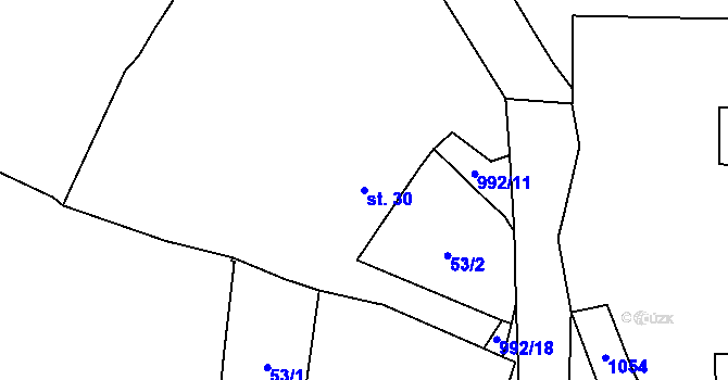Parcela st. 30 v KÚ Paračov, Katastrální mapa