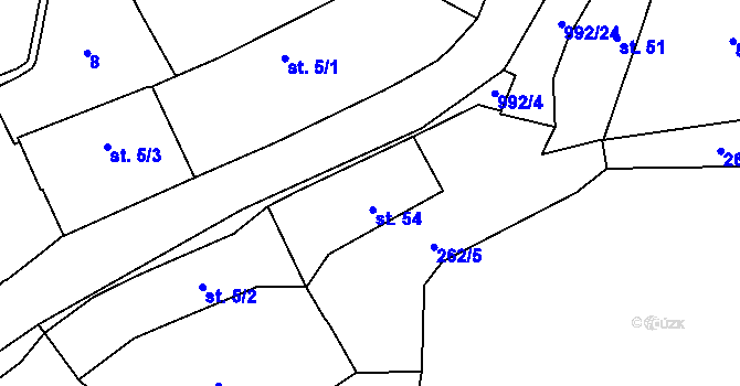 Parcela st. 54 v KÚ Paračov, Katastrální mapa