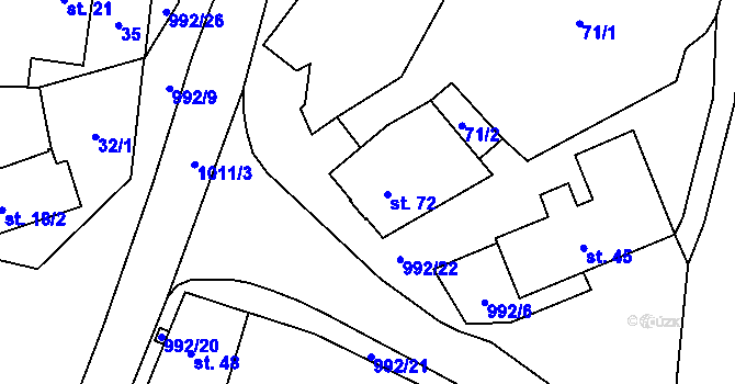 Parcela st. 72 v KÚ Paračov, Katastrální mapa