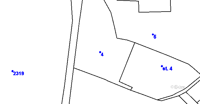 Parcela st. 4 v KÚ Paračov, Katastrální mapa