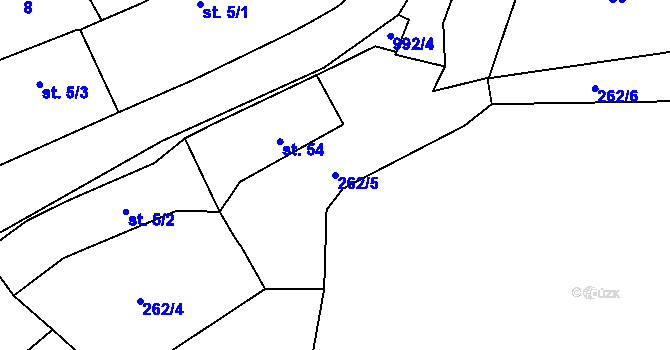 Parcela st. 262/5 v KÚ Paračov, Katastrální mapa