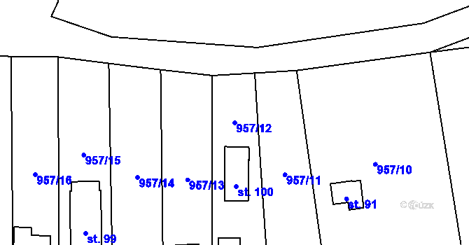 Parcela st. 957/12 v KÚ Paračov, Katastrální mapa