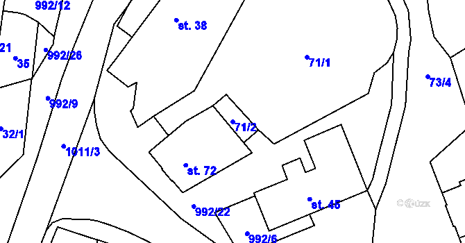 Parcela st. 71/2 v KÚ Paračov, Katastrální mapa
