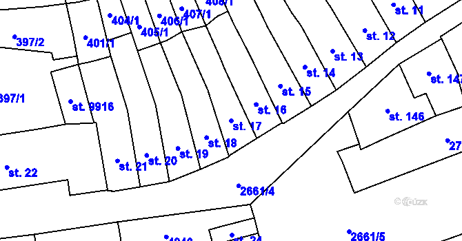 Parcela st. 17 v KÚ Pardubice, Katastrální mapa
