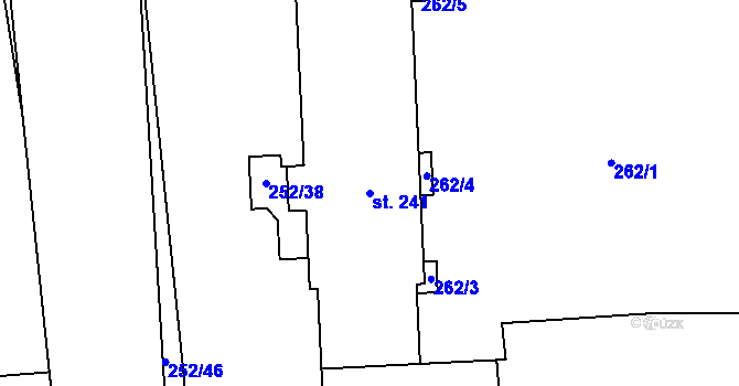Parcela st. 241 v KÚ Pardubice, Katastrální mapa