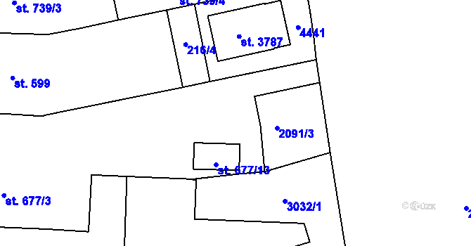 Parcela st. 677/6 v KÚ Pardubice, Katastrální mapa