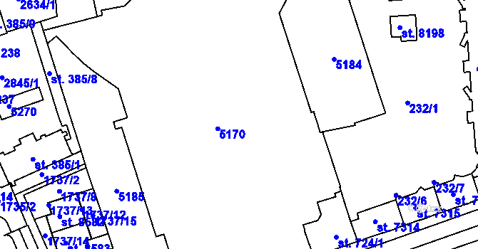 Parcela st. 752/1 v KÚ Pardubice, Katastrální mapa