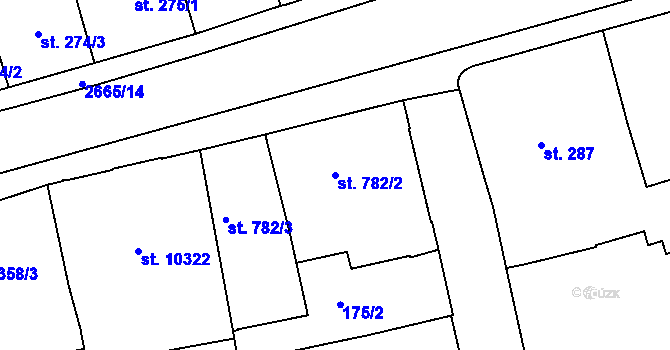 Parcela st. 782/2 v KÚ Pardubice, Katastrální mapa