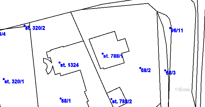 Parcela st. 788/1 v KÚ Pardubice, Katastrální mapa