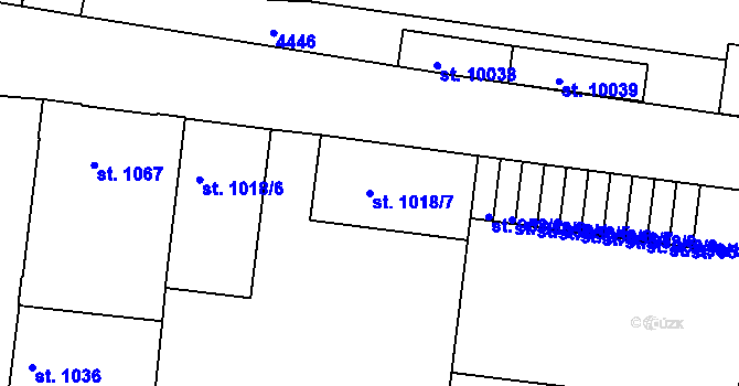 Parcela st. 1018/7 v KÚ Pardubice, Katastrální mapa