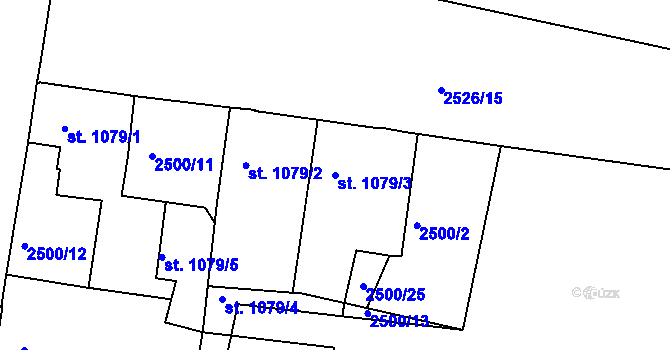 Parcela st. 1079/3 v KÚ Pardubice, Katastrální mapa