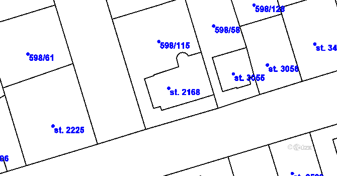 Parcela st. 2168 v KÚ Pardubice, Katastrální mapa