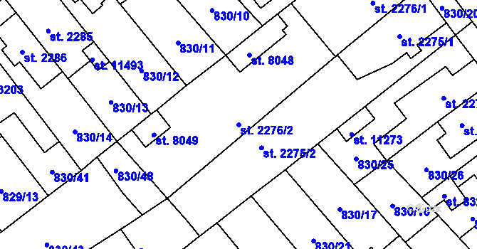 Parcela st. 2276/2 v KÚ Pardubice, Katastrální mapa