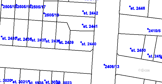 Parcela st. 2440 v KÚ Pardubice, Katastrální mapa