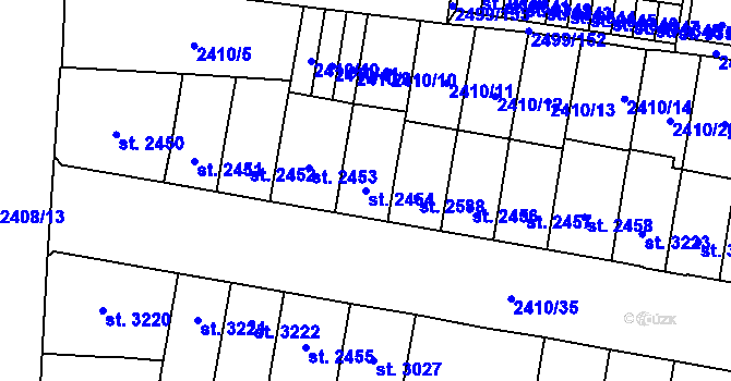 Parcela st. 2454 v KÚ Pardubice, Katastrální mapa