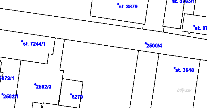 Parcela st. 2459/1 v KÚ Pardubice, Katastrální mapa
