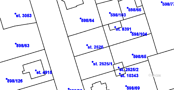 Parcela st. 2526 v KÚ Pardubice, Katastrální mapa