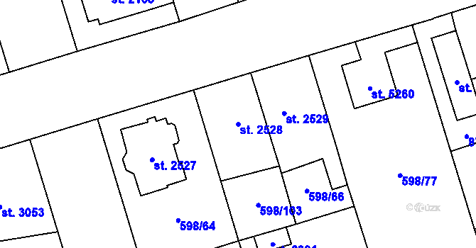 Parcela st. 2528 v KÚ Pardubice, Katastrální mapa