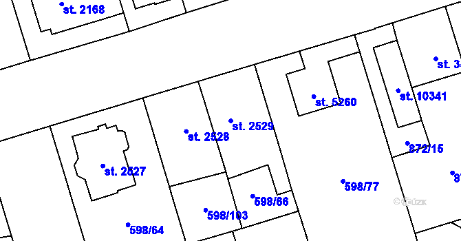Parcela st. 2529 v KÚ Pardubice, Katastrální mapa