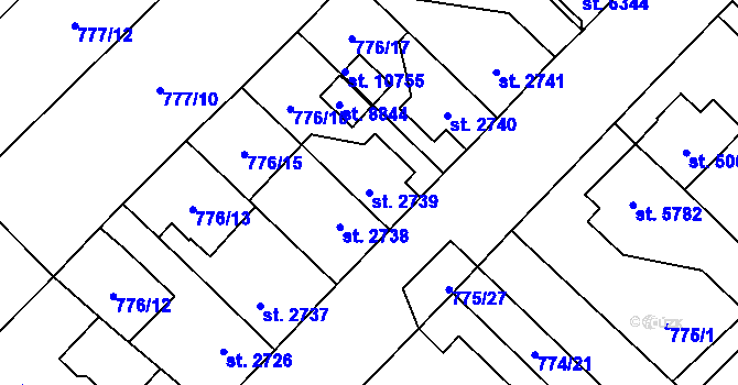 Parcela st. 2739 v KÚ Pardubice, Katastrální mapa