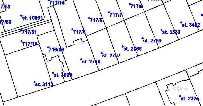 Parcela st. 2767 v KÚ Pardubice, Katastrální mapa