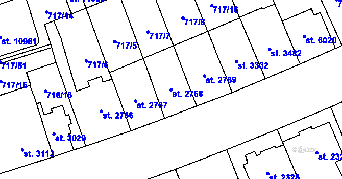 Parcela st. 2768 v KÚ Pardubice, Katastrální mapa