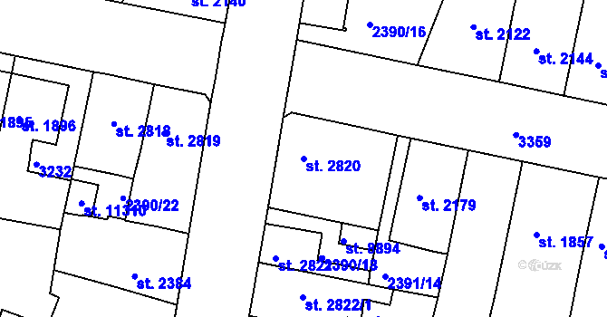 Parcela st. 2820 v KÚ Pardubice, Katastrální mapa