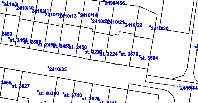 Parcela st. 3224 v KÚ Pardubice, Katastrální mapa
