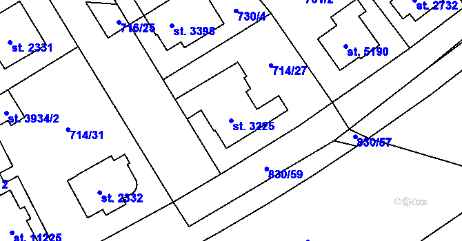 Parcela st. 3225 v KÚ Pardubice, Katastrální mapa
