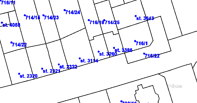 Parcela st. 3260 v KÚ Pardubice, Katastrální mapa