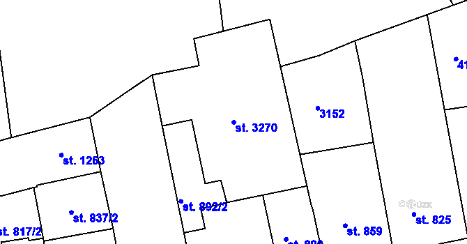 Parcela st. 3270 v KÚ Pardubice, Katastrální mapa