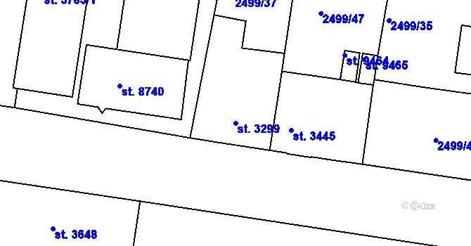 Parcela st. 3299 v KÚ Pardubice, Katastrální mapa