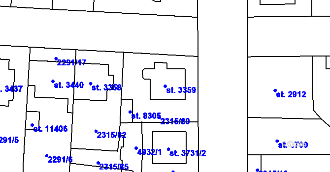 Parcela st. 3359 v KÚ Pardubice, Katastrální mapa