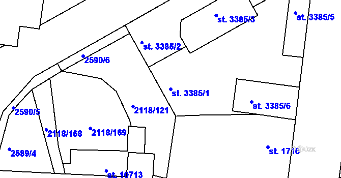 Parcela st. 3385/1 v KÚ Pardubice, Katastrální mapa
