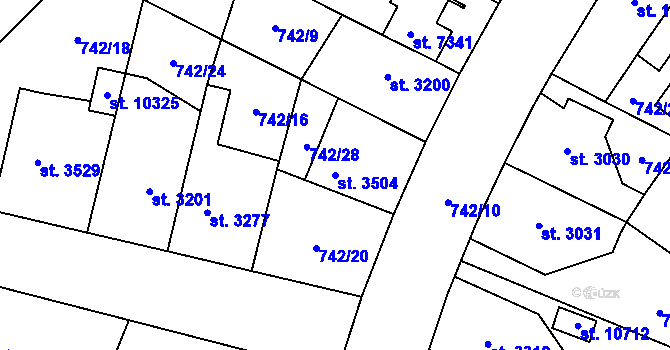 Parcela st. 3504 v KÚ Pardubice, Katastrální mapa