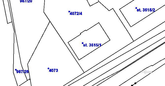 Parcela st. 3515/1 v KÚ Pardubice, Katastrální mapa