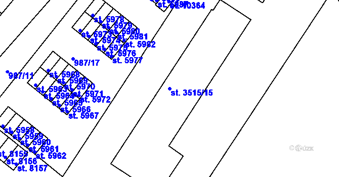 Parcela st. 3515/15 v KÚ Pardubice, Katastrální mapa