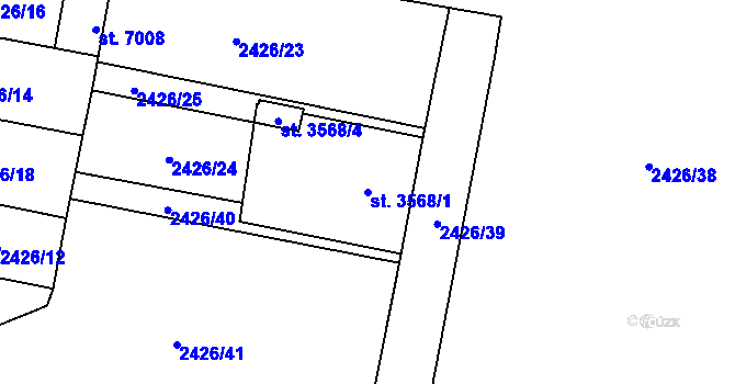 Parcela st. 3568/1 v KÚ Pardubice, Katastrální mapa