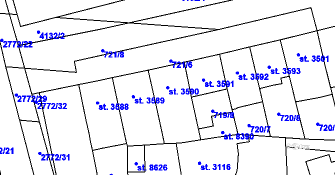 Parcela st. 3590 v KÚ Pardubice, Katastrální mapa