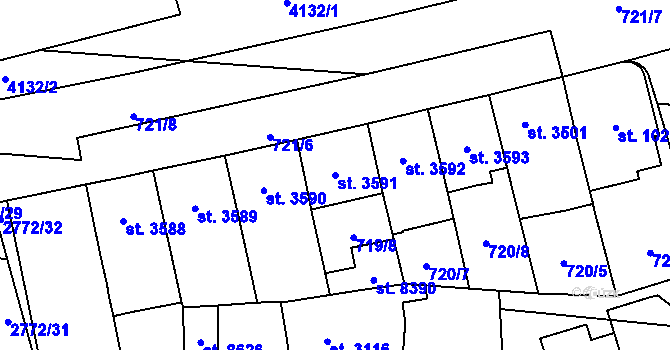 Parcela st. 3591 v KÚ Pardubice, Katastrální mapa